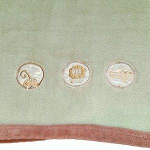 Beansprout Bean Sprout Monkey Lion Alligator Green Brown Baby Blanket 31" X 35"